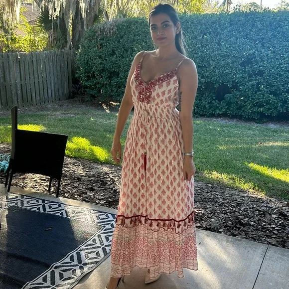 Indowestern Block-print Style Indian Maxi - Picture 3 of 5